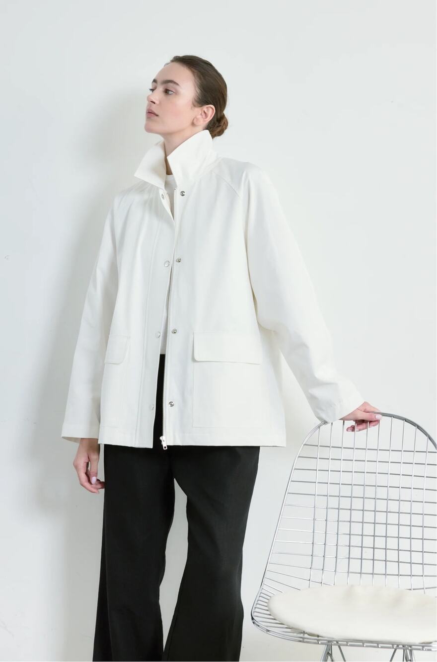 Almina Concept White Cotton Barn Jacket Small